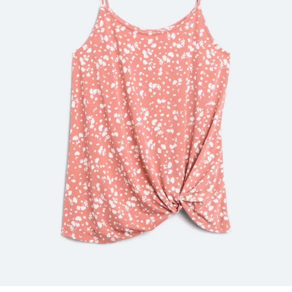 Kaileigh Pink White Printed Knot-Front Camisole